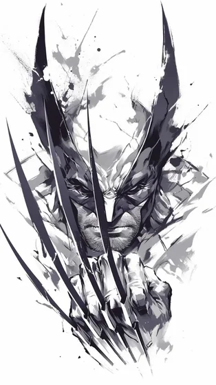 Black And Grey Sketch Wolverine tattoo design for men