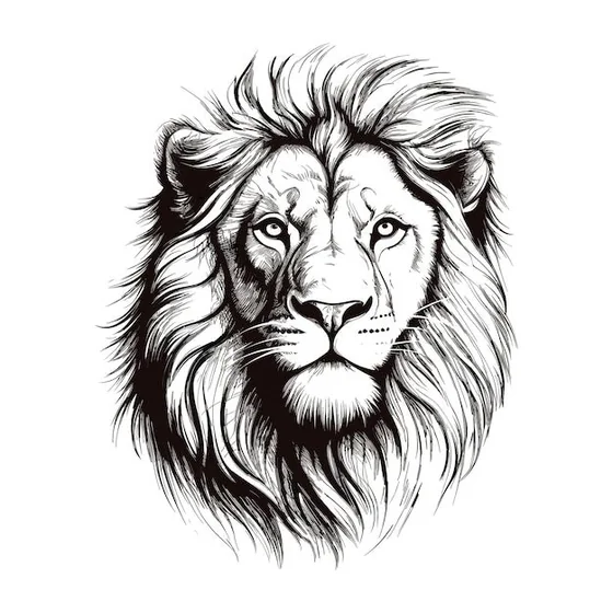 Blackwork Linework lion tattoo design for men and women