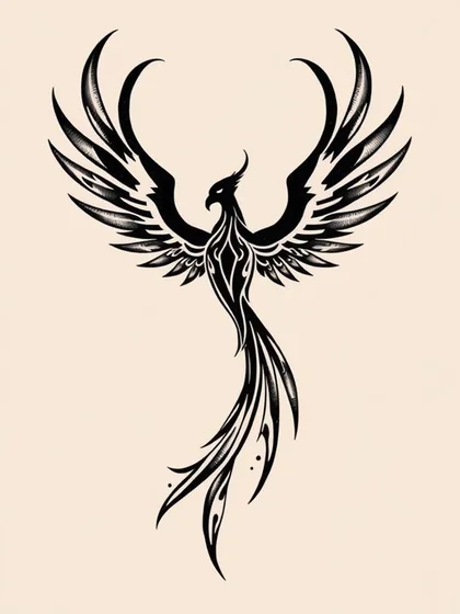 Blackwork Tribal Phoenix tattoo design for men and women