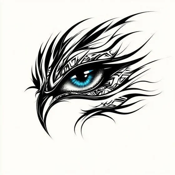 Blackwork and Realism eagle eye with wing tattoo design for men and women