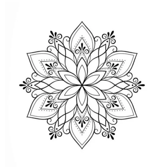 Fine Line Geometric Mandala Floral tattoo design for women
