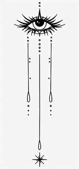 Fine Line Minimalist Eye and Star tattoo design for men and women