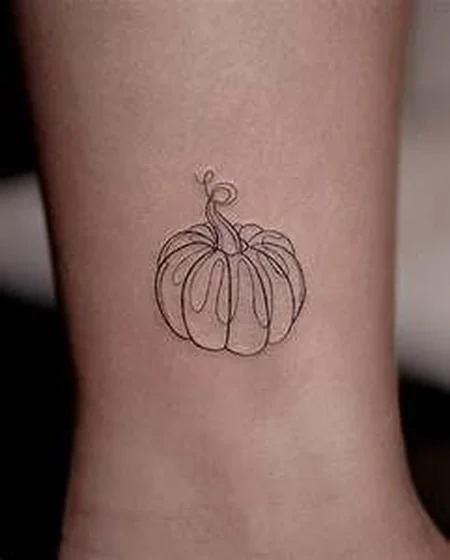 Fine Line Minimalist Pumpkin tattoo design for women on ankle