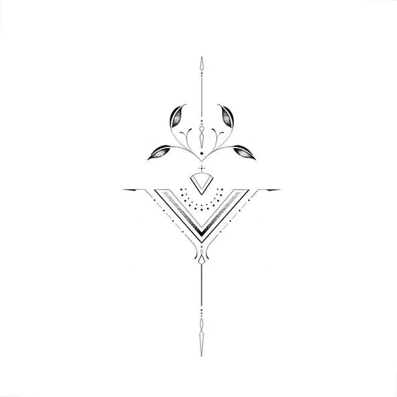 Fine Line and Geometric floral tattoo design for men and women