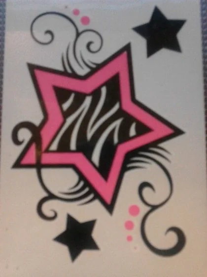 Graphic star with Zebra Print tattoo design for women