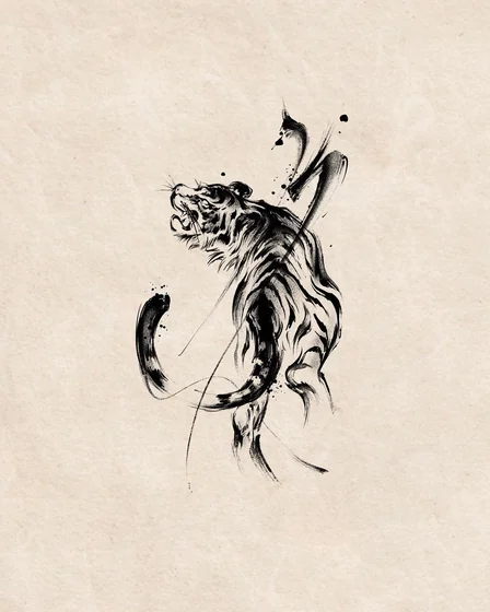 Japanese Linework Tiger tattoo design