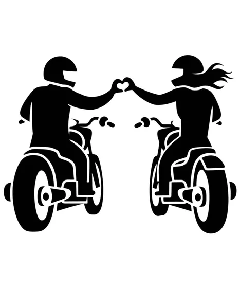 Minimalist Blackwork motorbike heart tattoo design for men and women