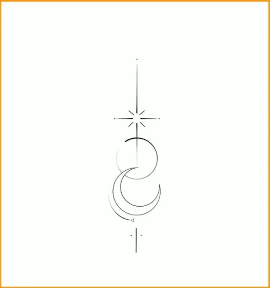 Minimalist Fine Line Star and Moon tattoo design for men and women