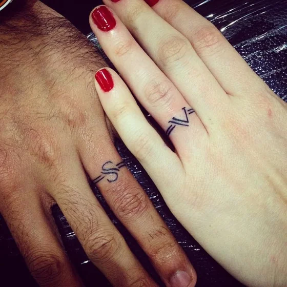 Minimalist initial tattoo design for men and women on finger