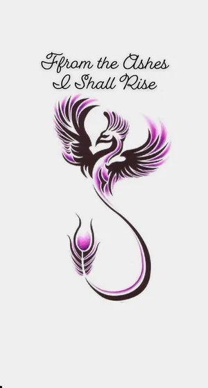 New School Phoenix tattoo design with quote for men and women