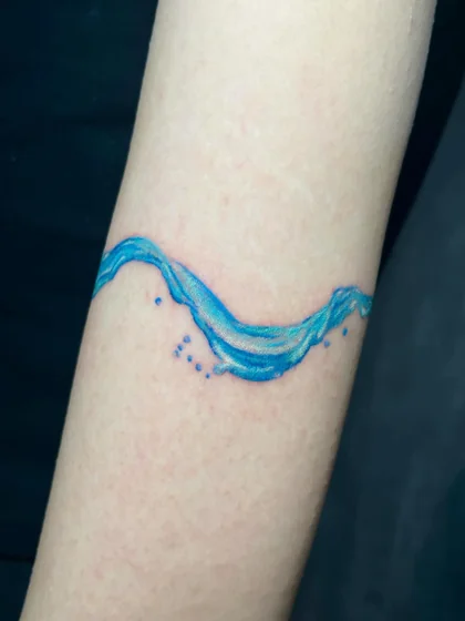 Realistic 3D ocean wave arm band tattoo design for men and women