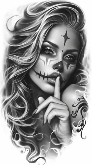 Realistic horror stitching star tattoo design for women.