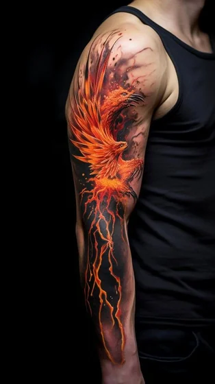 Realistic phoenix full sleeve tattoo design for men