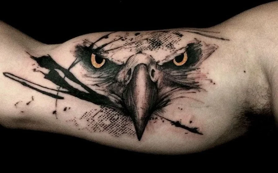 Realistic sketch eagle tattoo design for men on upper arm