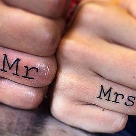 Script word tattoo idea for men and women on finger