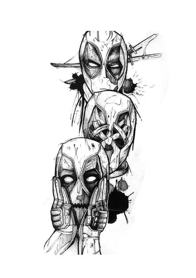Sketch Black And Grey Deadpool tattoo design for men
