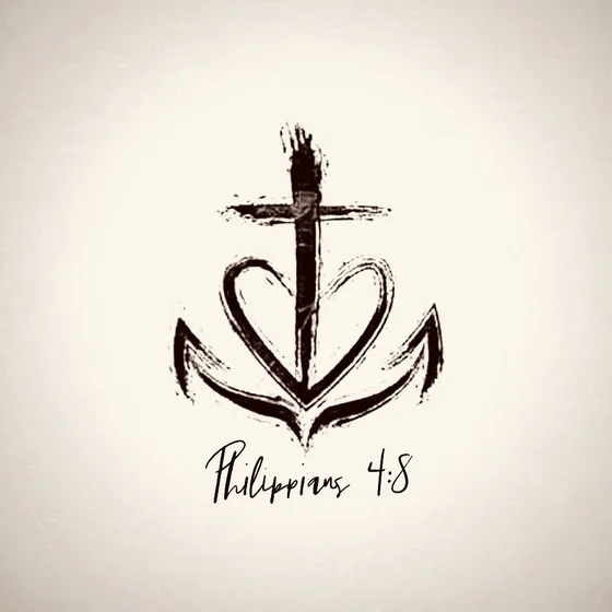 Sketch anchor, cross, heart, quote tattoo design for all genders