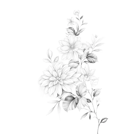 Sketch and Fine Line floral tattoo design for women