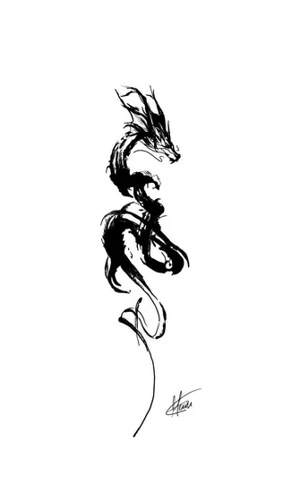 Sketch and linework dragon tattoo design for men and women