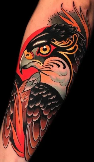 Traditional eagle tattoo design for men and women on upper arm