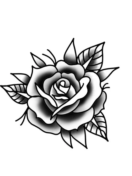 Traditional rose flower floral tattoo design