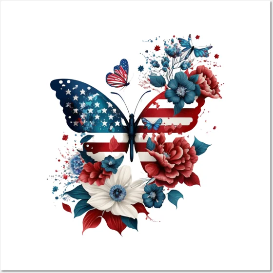 Watercolor Neo-Traditional butterfly floral tattoo design for women