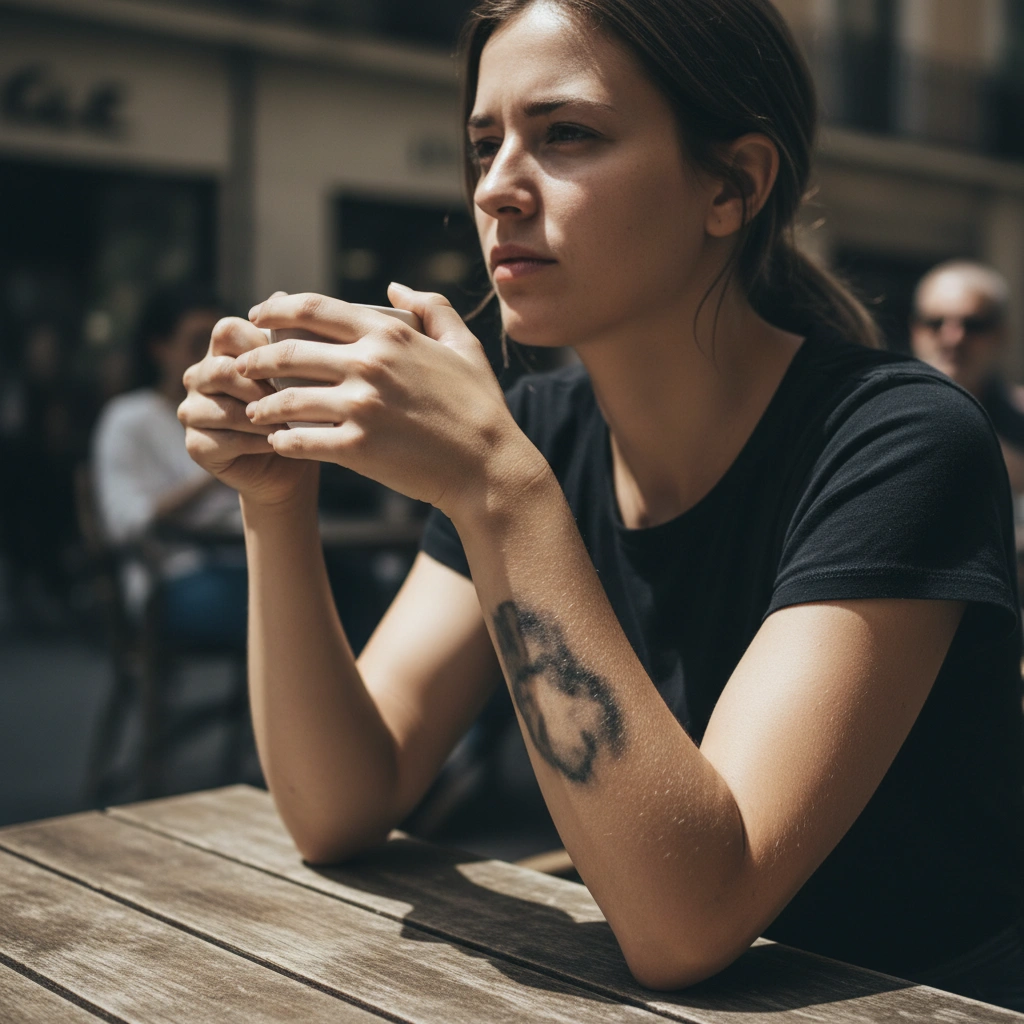 Healed tattoo blur due to ink drift