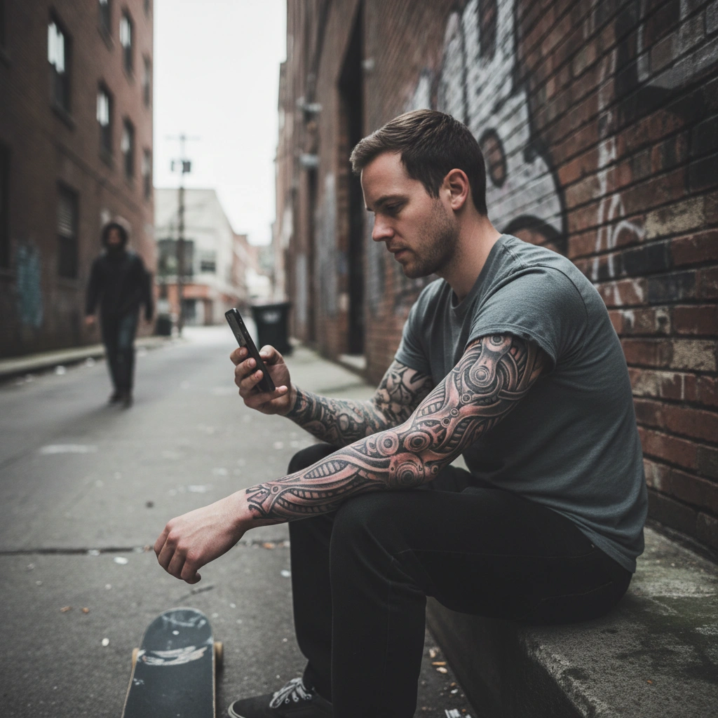 Tatouage style croquis d'après photo créé par IA