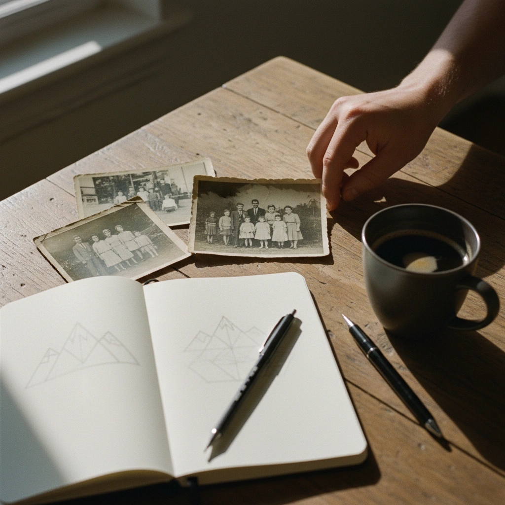 Planning a tattoo story with photos and sketches