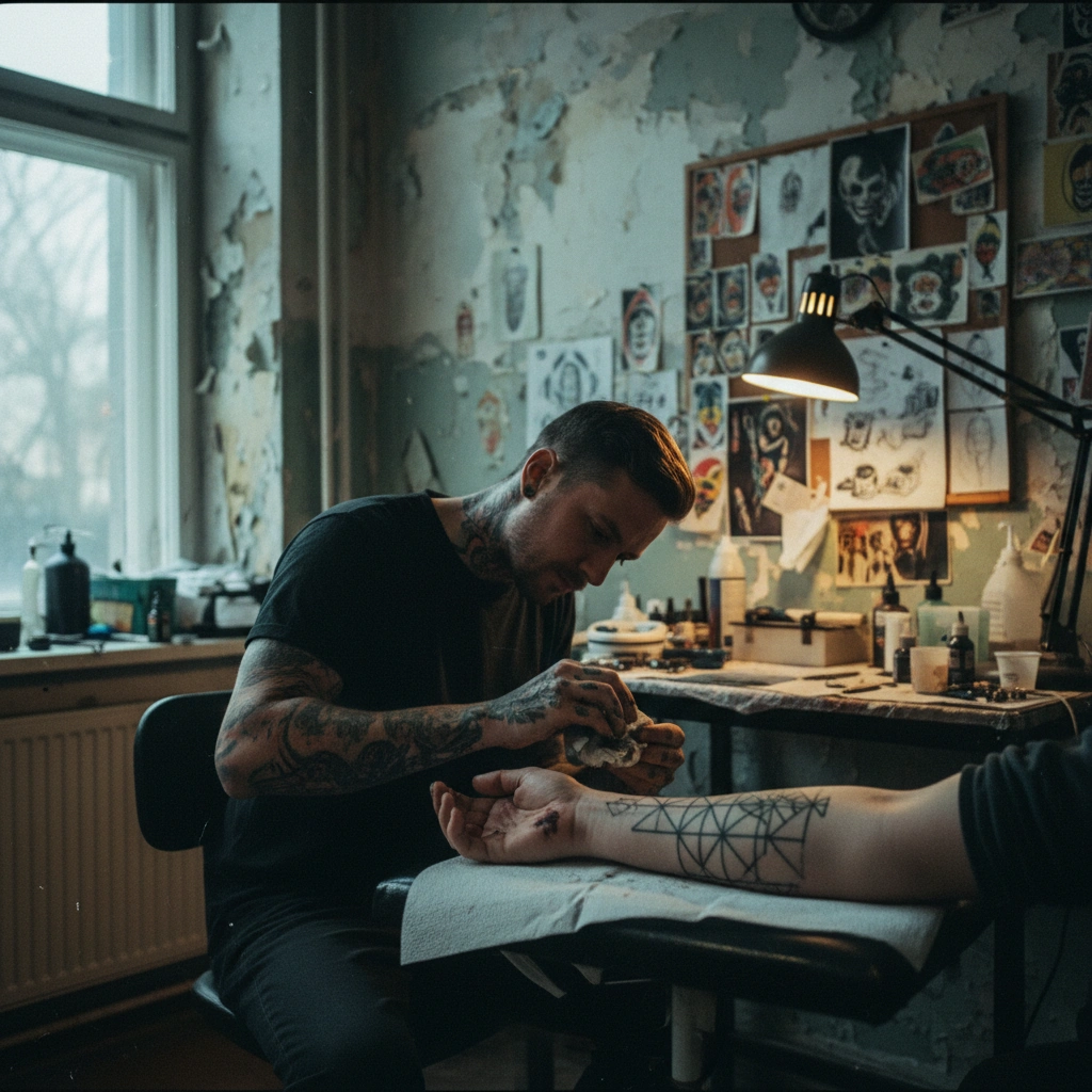 Tätowierer in Berlin bei der Arbeit