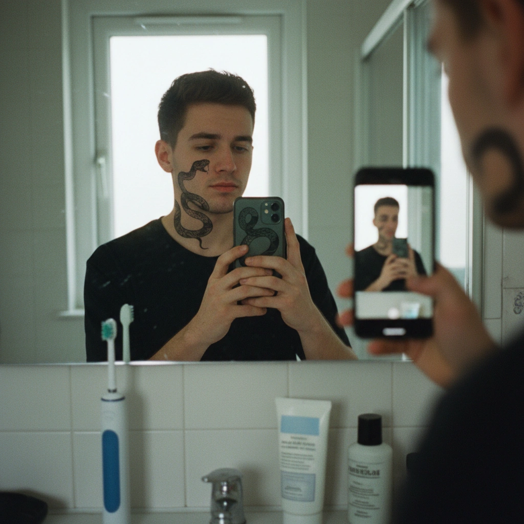 Clean black and white tattoo stencil lines