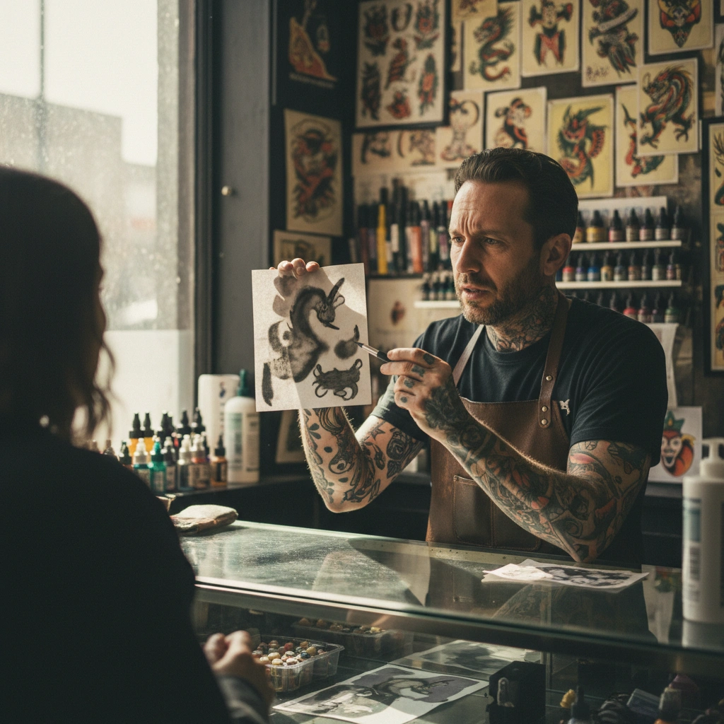 Tatoueur expliquant pourquoi le design IA est inutilisable