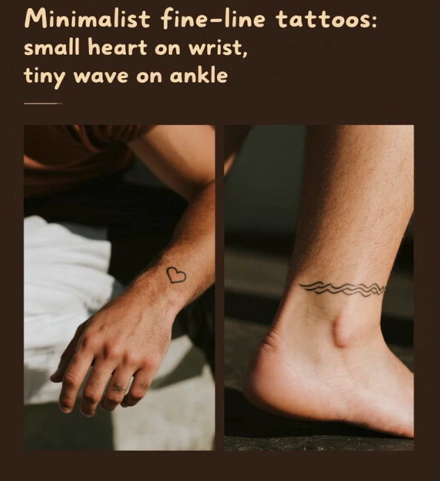 minimalist small tattoo on wrist and ankle