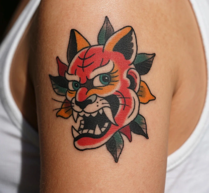 healed tattoo skin close-up – long-term tattoo care result