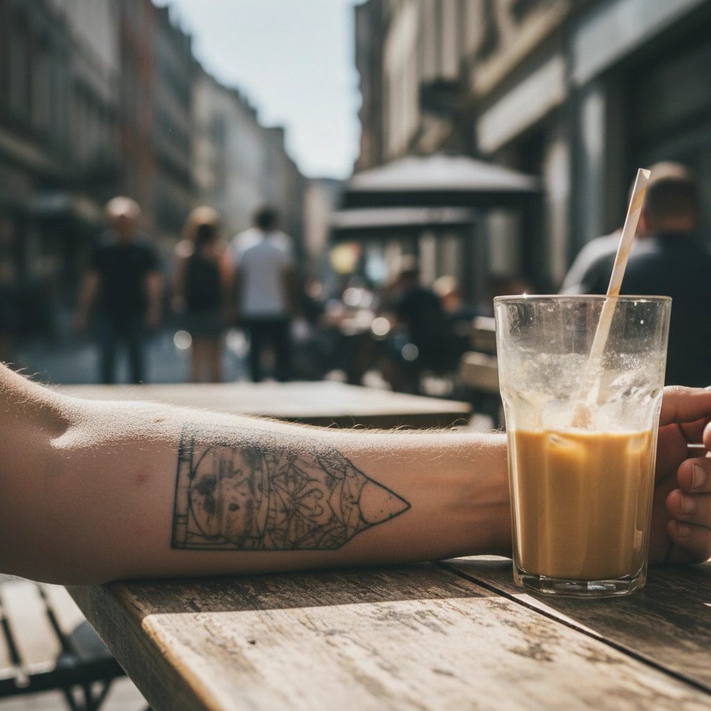 Healed AI tattoo that blurred into a dark blob