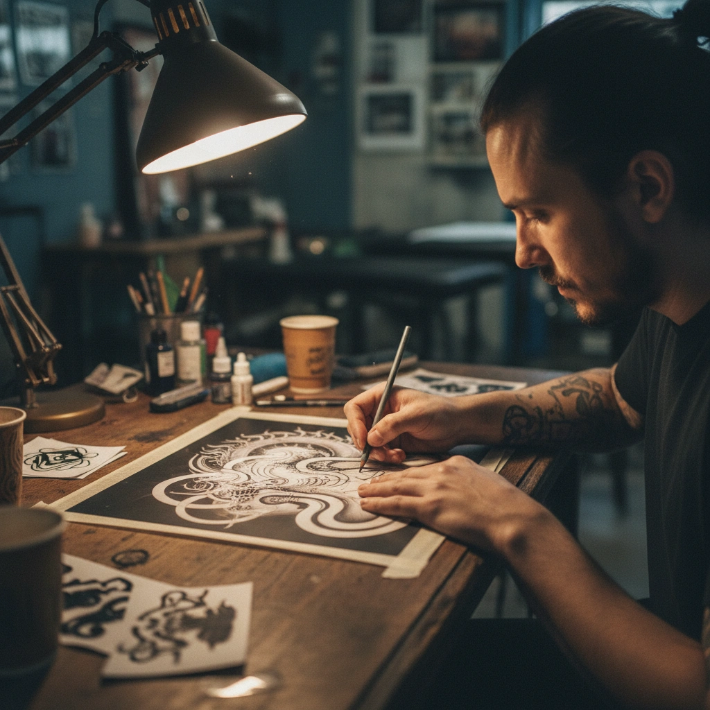 Artist simplifying complex AI design