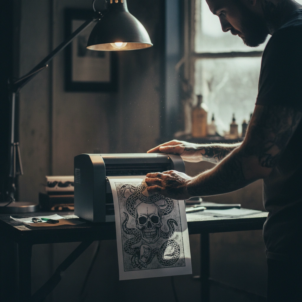 Thermal printer outputting tattoo stencil