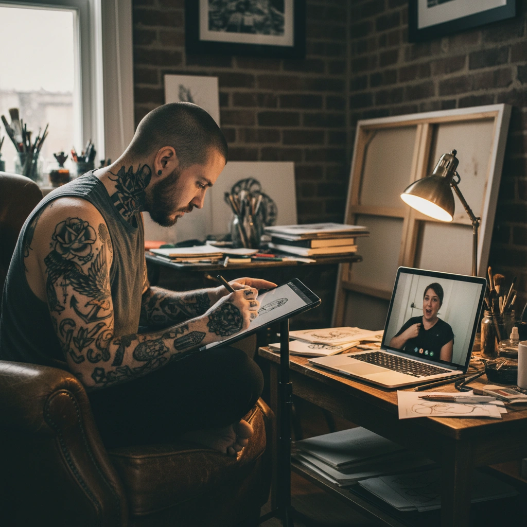 Phone screen showing 3D tattoo wrap on forearm