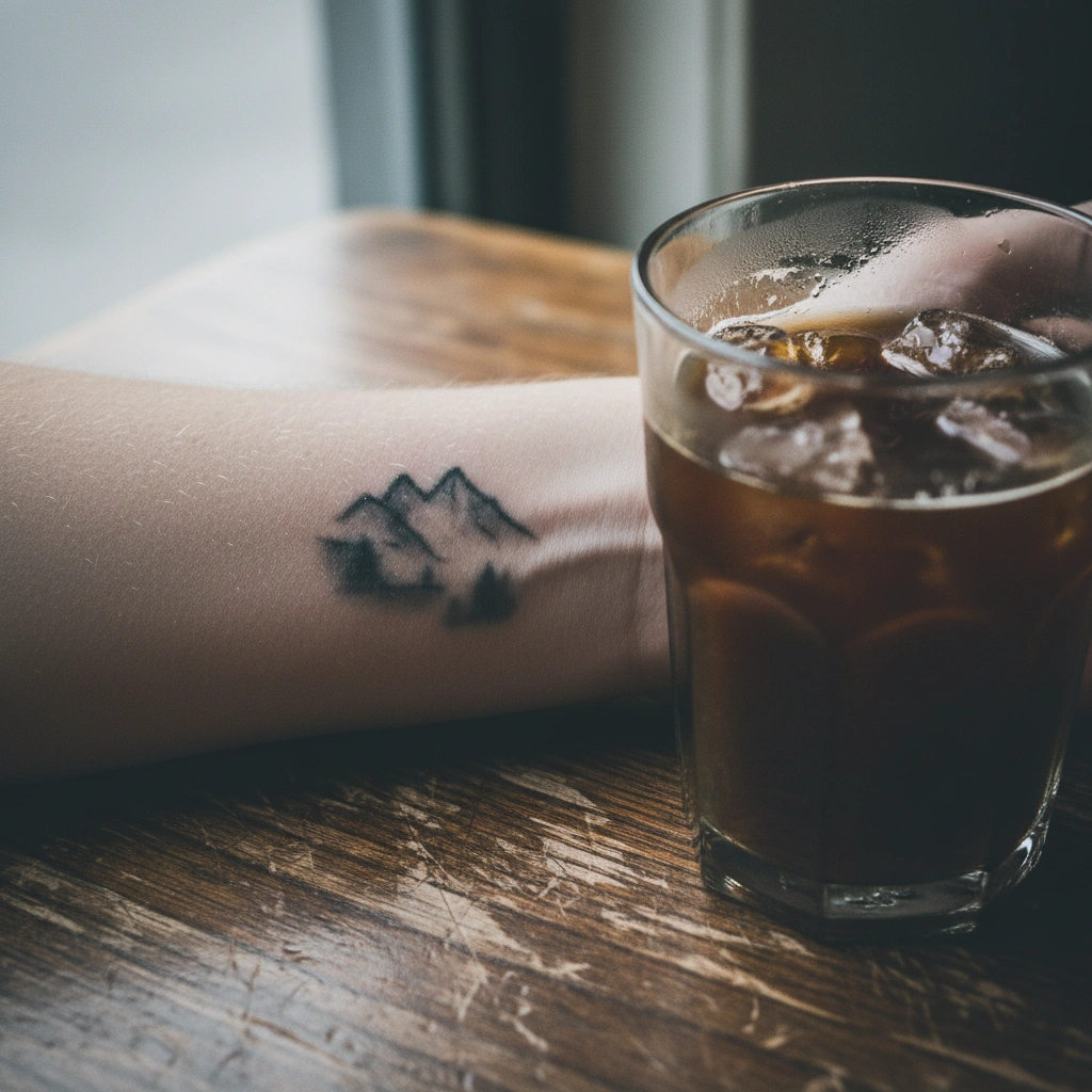 Micro tatuaggio guarito e sbavato sul polso