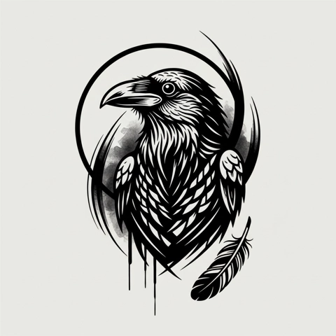 Blackwork Raaf Abstract Onderarm tattoo-ontwerp