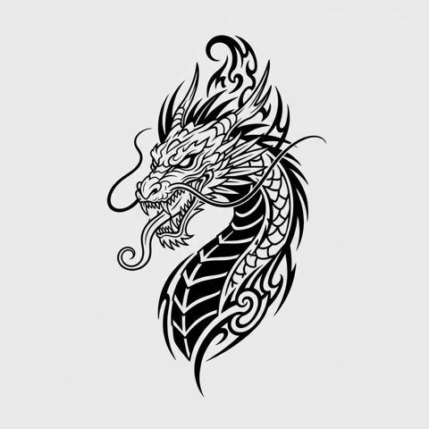 Blackwork Draken schets onderarm tattoo ontwerp