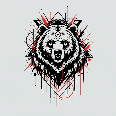 Trash Polka Beer Geometrisch Kuit tattoo ontwerp