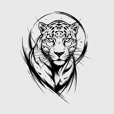 Blackwork Panter Schets Onderarm tattoo-ontwerp