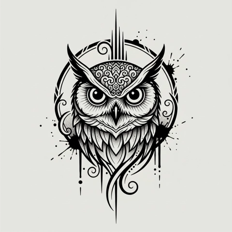 Blackwork Uil Abstract Onderarm tattoo ontwerp
